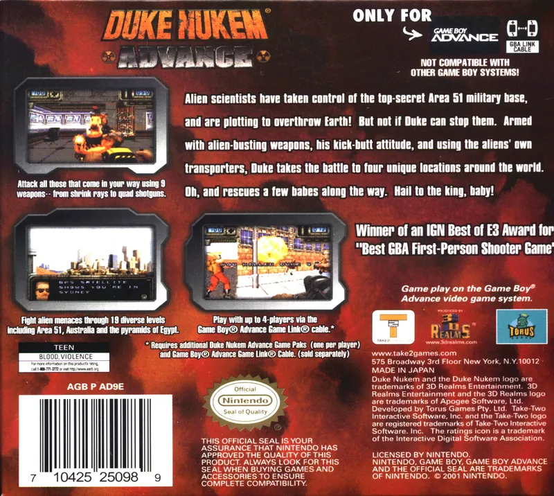Duke Nukem Advance box back