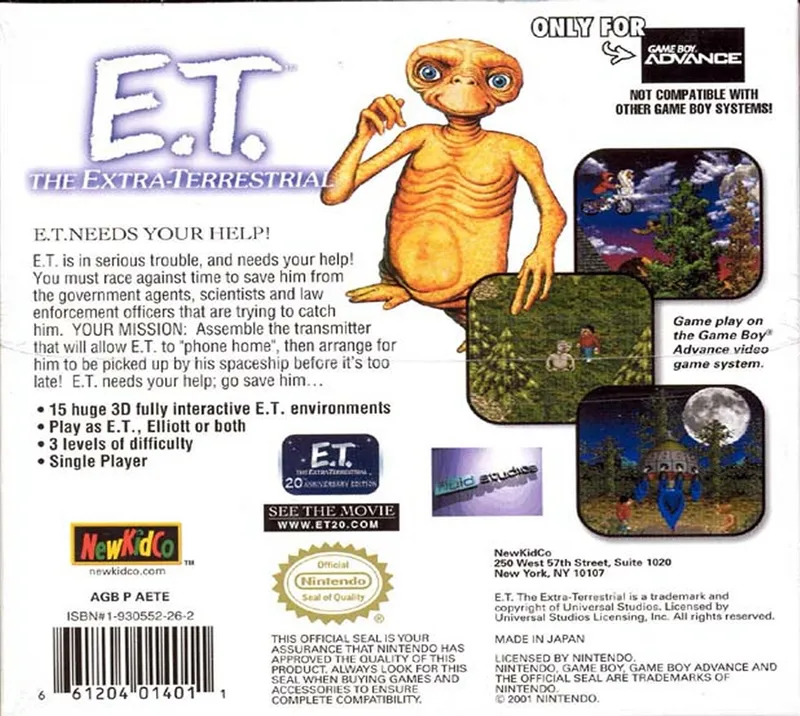 E.T. the Extra-Terrestrial box back