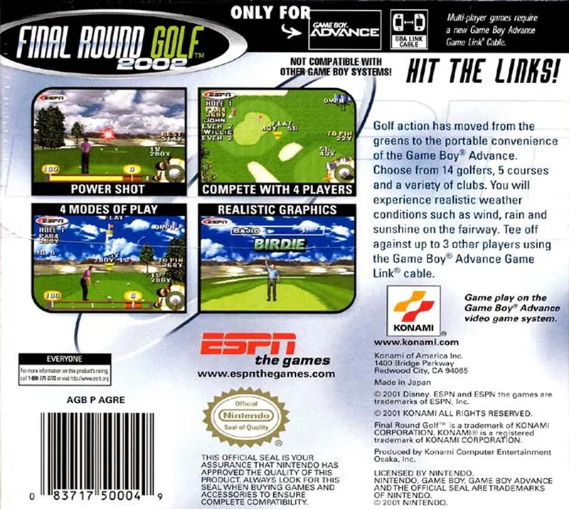ESPN Final Round Golf 2002 box back