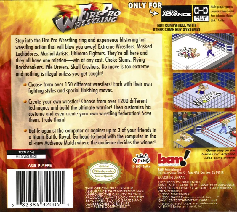 Fire Pro Wrestling box back