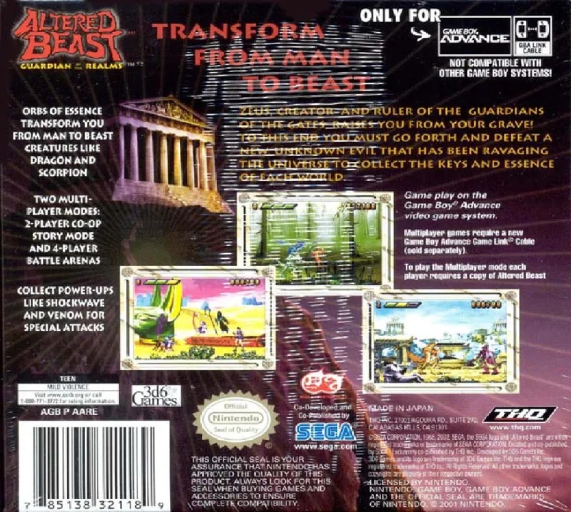 Altered Beast: Guardian of the Realms box back