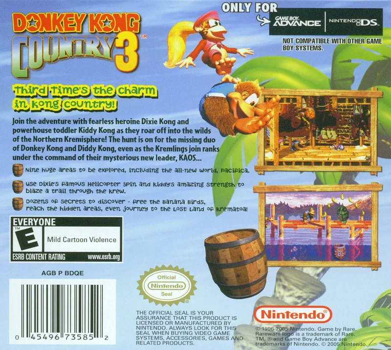 Donkey Kong Country 3 box back