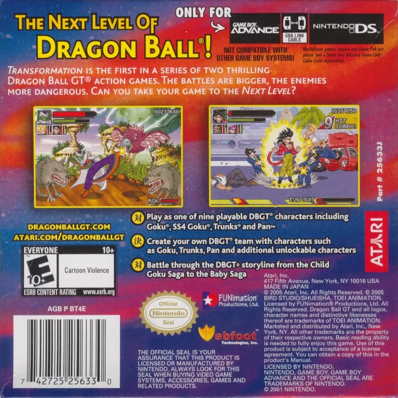 Dragon Ball GT: Transformation box back