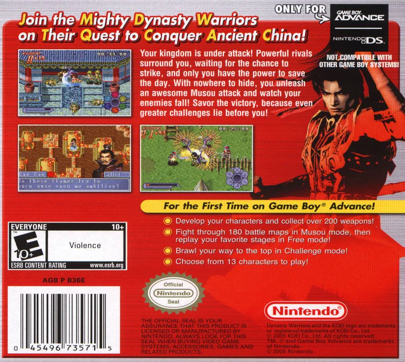 Dynasty Warriors Advance box back