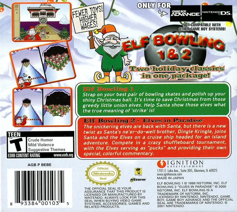 Elf Bowling 1 & 2 box back