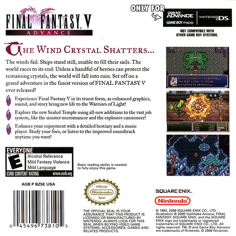 Final Fantasy V Advance box back