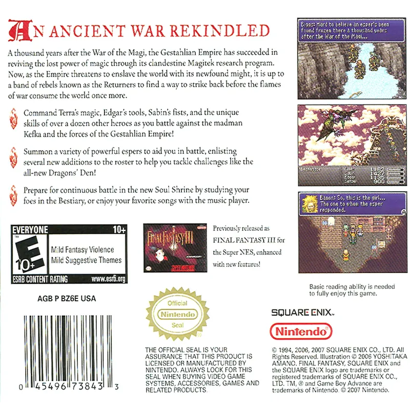Final Fantasy VI Advance box back