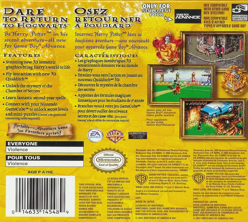 Harry Potter and the Chamber of Secrets box back