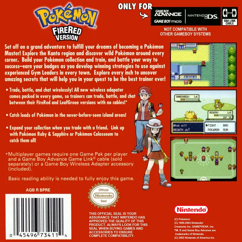 Pokémon FireRed Version box back