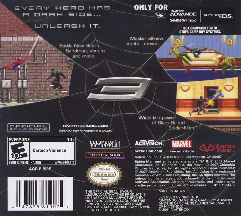 Spider-Man 3 box back