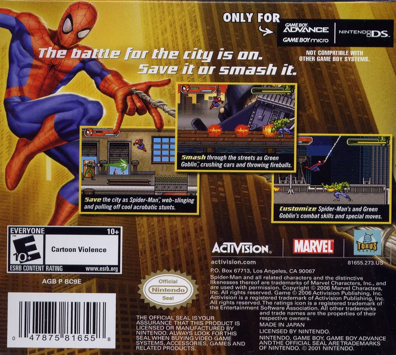 Spider-Man: Battle for New York box back