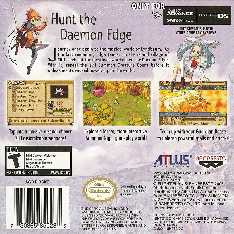 Summon Night: Swordcraft Story 2 box back