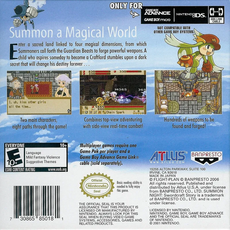 Summon Night: Swordcraft Story box back