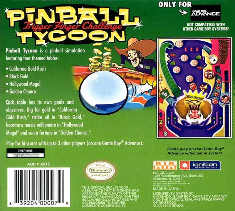 Pinball Tycoon box back