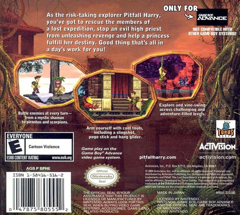 Pitfall: The Lost Expedition box back
