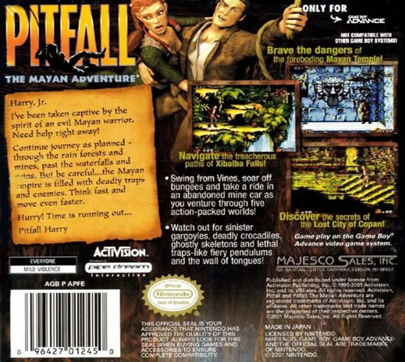 Pitfall: The Mayan Adventure box back