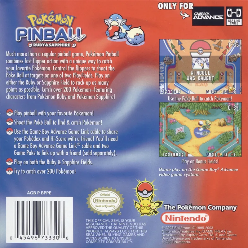 Pokémon Pinball: Ruby & Sapphire box back