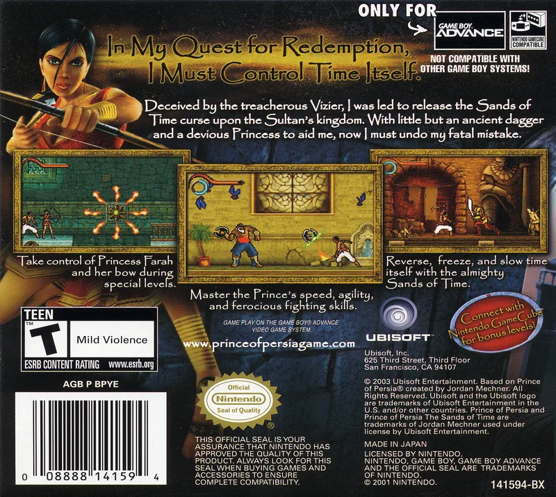 Prince of Persia: The Sands of Time box back