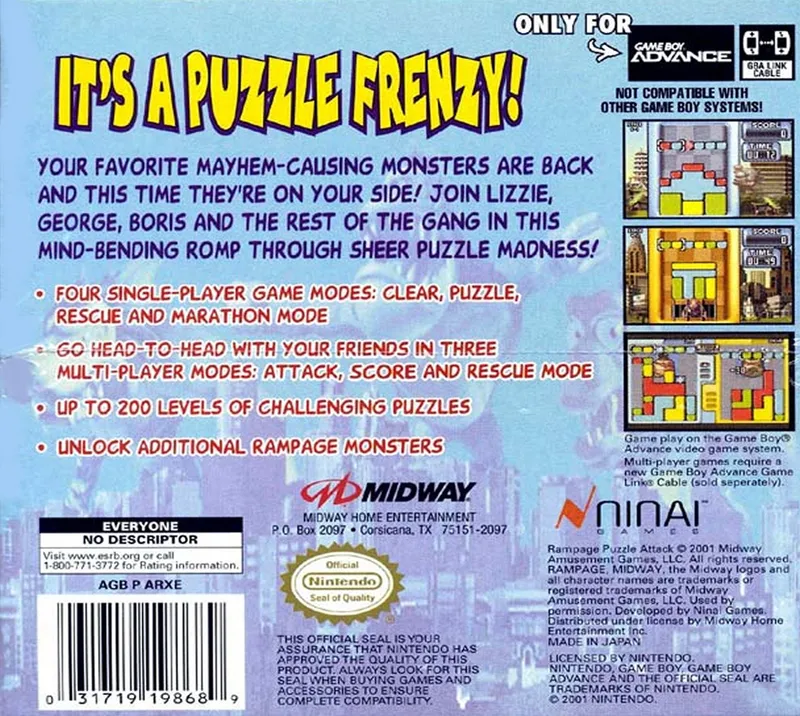 Rampage Puzzle Attack box back