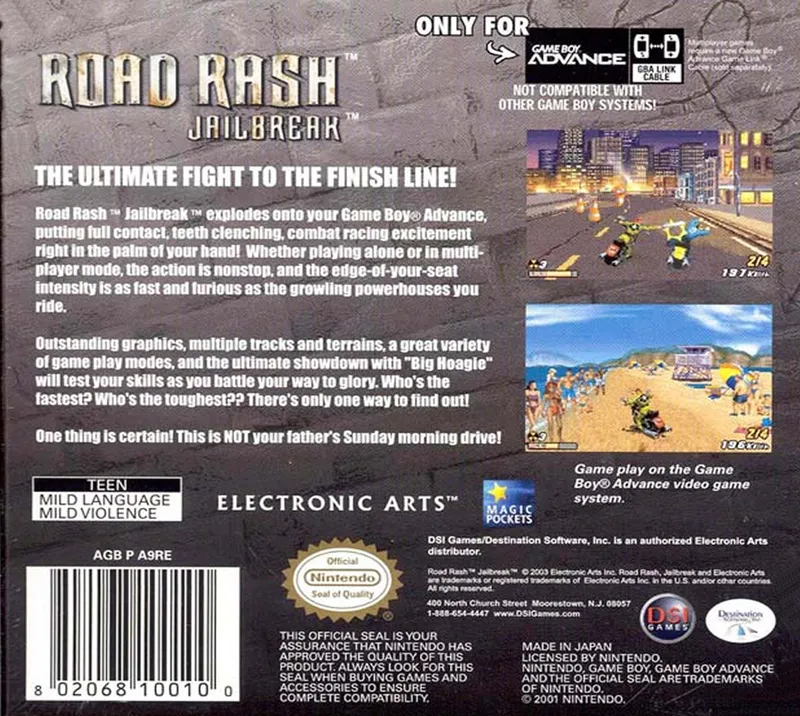 Road Rash: Jailbreak box back