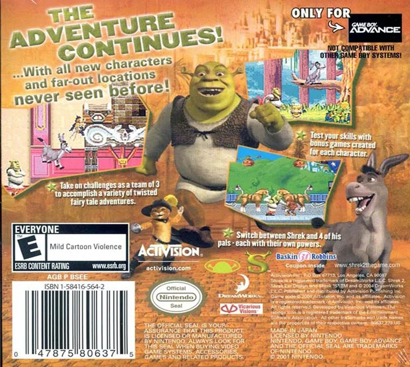 Shrek 2 box back