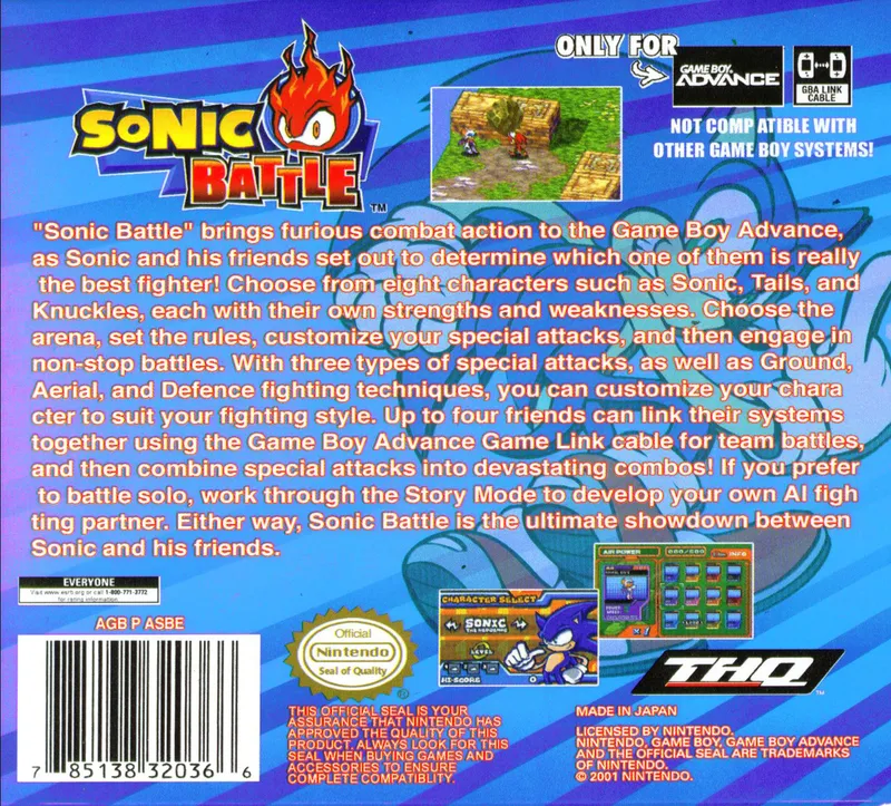 Sonic Battle box back