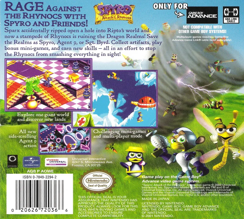 Spyro: Attack of the Rhynocs box back