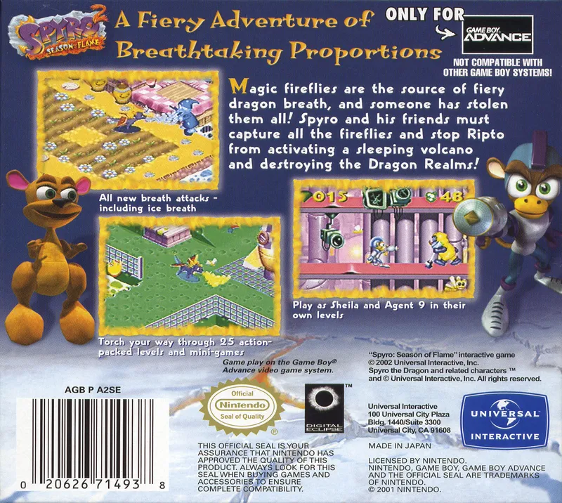 Spyro 2: Season of Flame box back