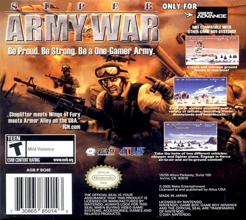 Super Army War box back