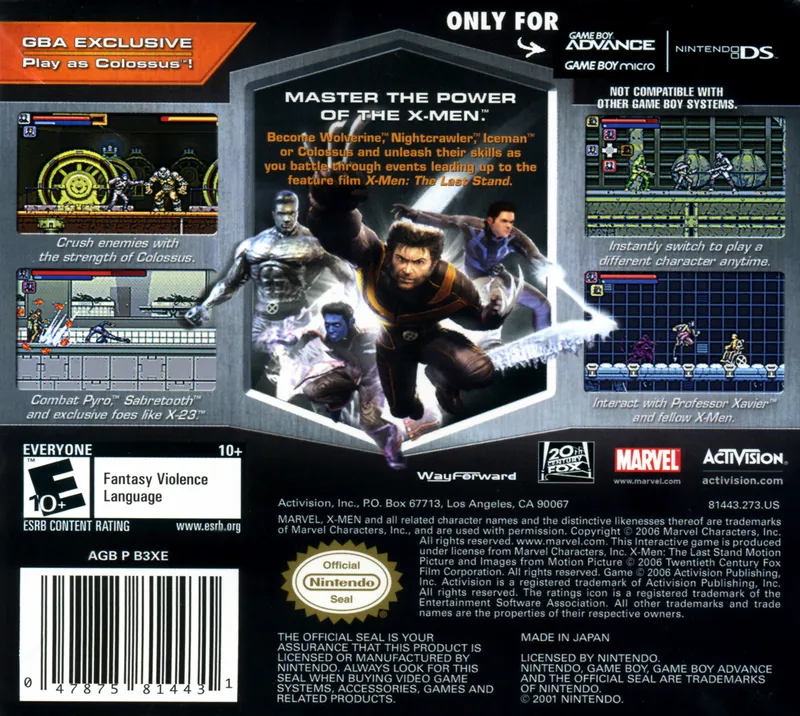 X-Men: The Official Game box back
