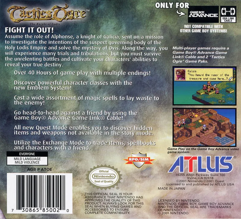 Tactics Ogre: The Knight of Lodis box back