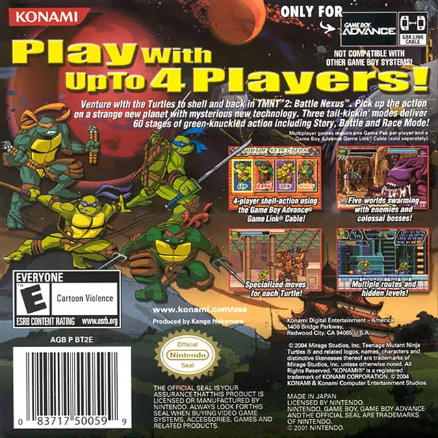 Teenage Mutant Ninja Turtles 2: Battle Nexus box back