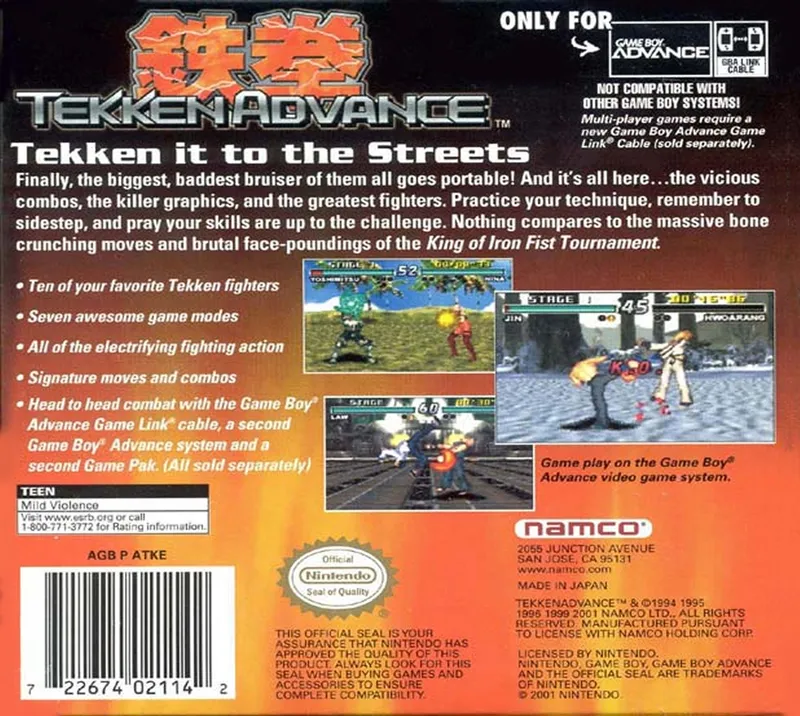 Tekken Advance box back
