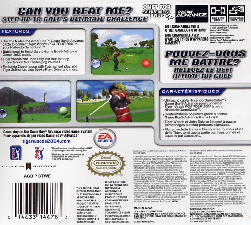 Tiger Woods PGA Tour 2004 box back