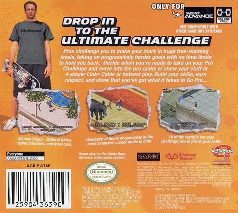 Tony Hawk's Pro Skater 4 box back