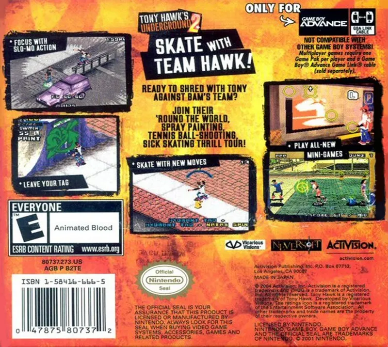 Tony Hawk's Underground 2 box back