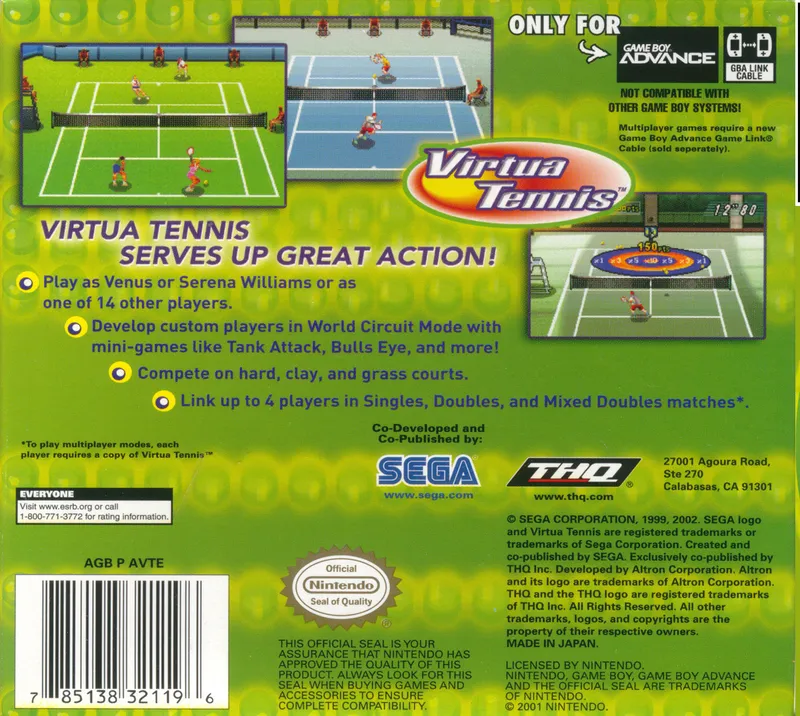 Virtua Tennis box back