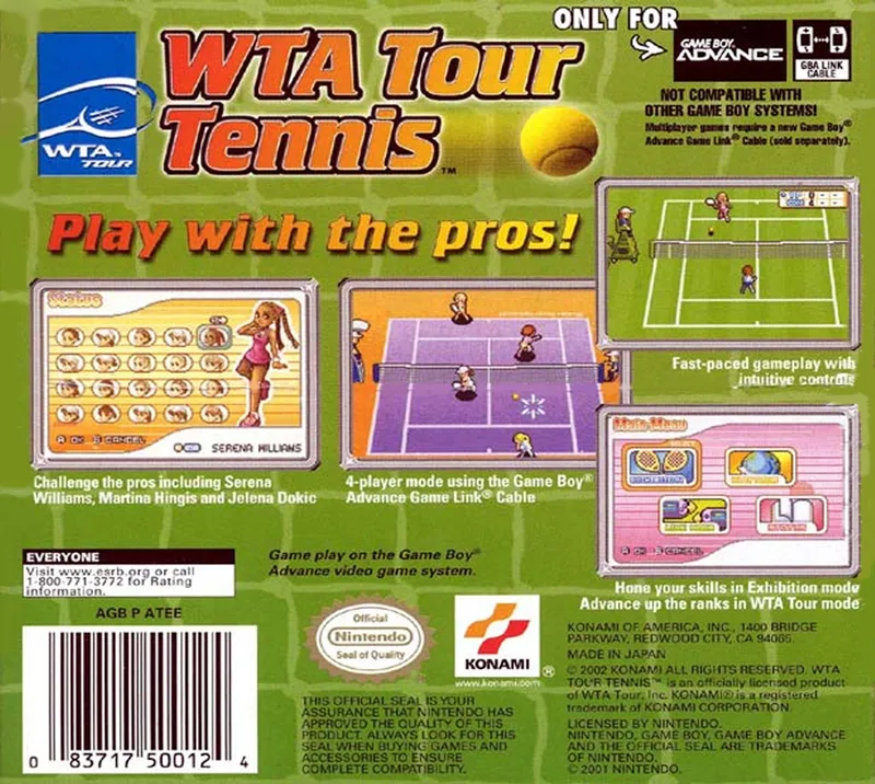 WTA Tour Tennis box back