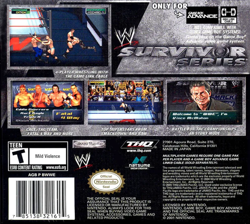 WWE Survivor Series box back