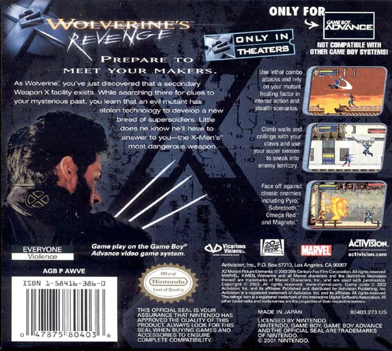X2: Wolverine's Revenge box back