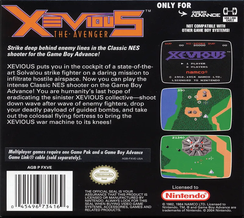 Classic NES Series: Xevious box back