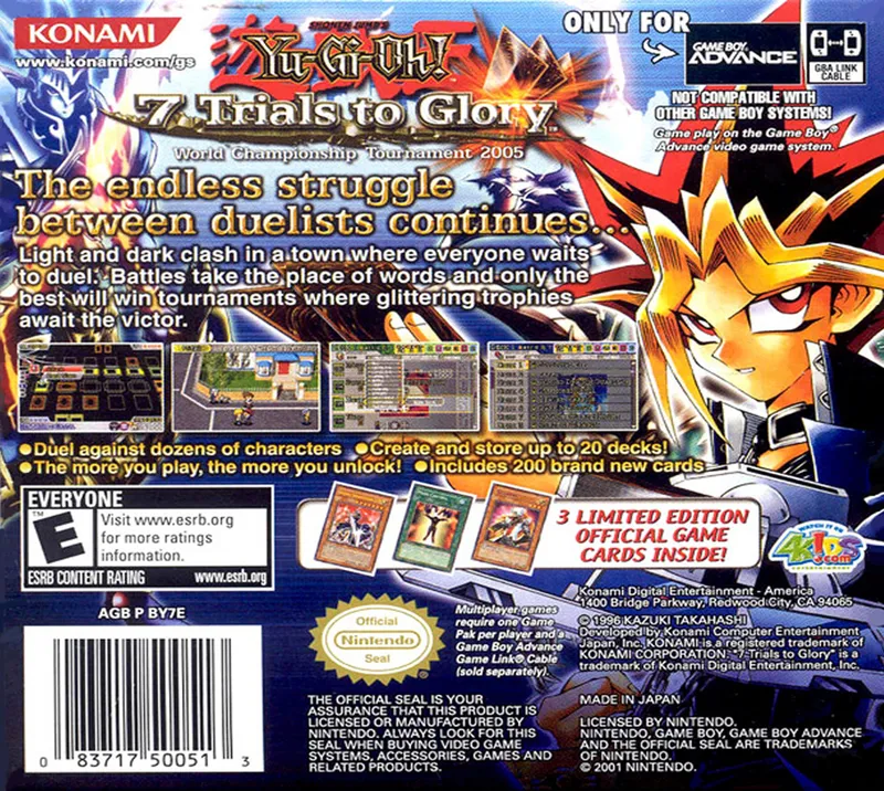 Yu-Gi-Oh! 7 Trials to Glory: World Championship Tournament 2005 box back