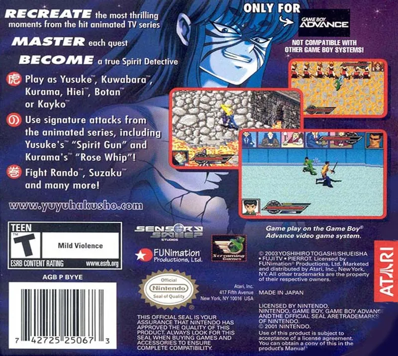 Yu Yu Hakusho: Ghost Files - Spirit Detective box back