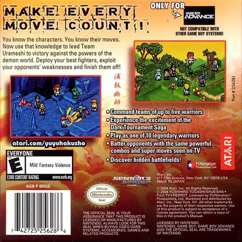 Yu Yu Hakusho: Ghost Files: Tournament Tactics box back
