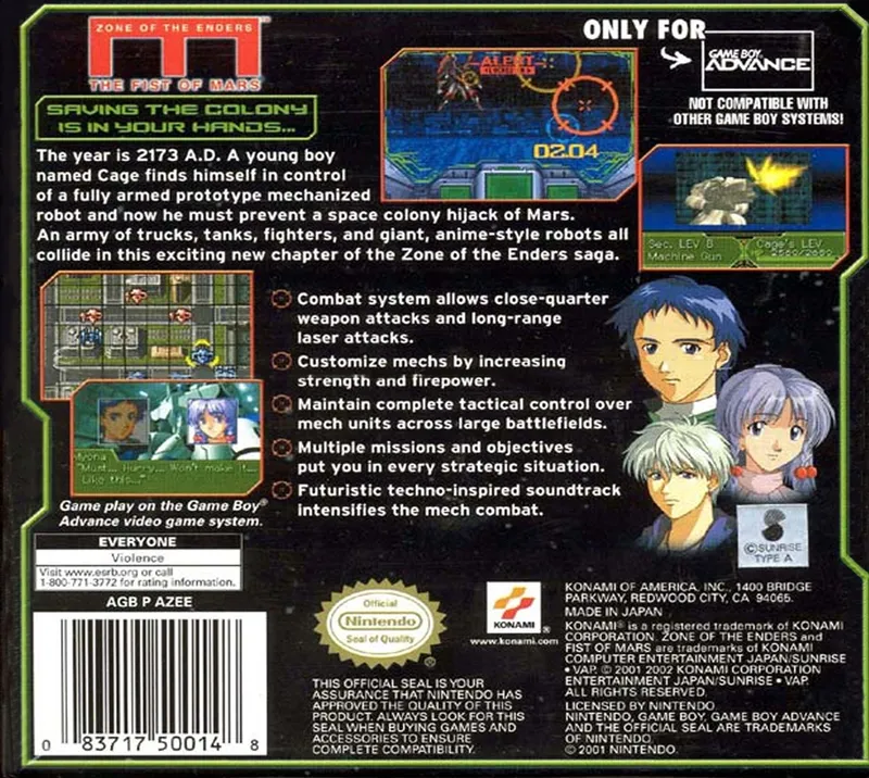 Zone of the Enders: The Fist of Mars box back
