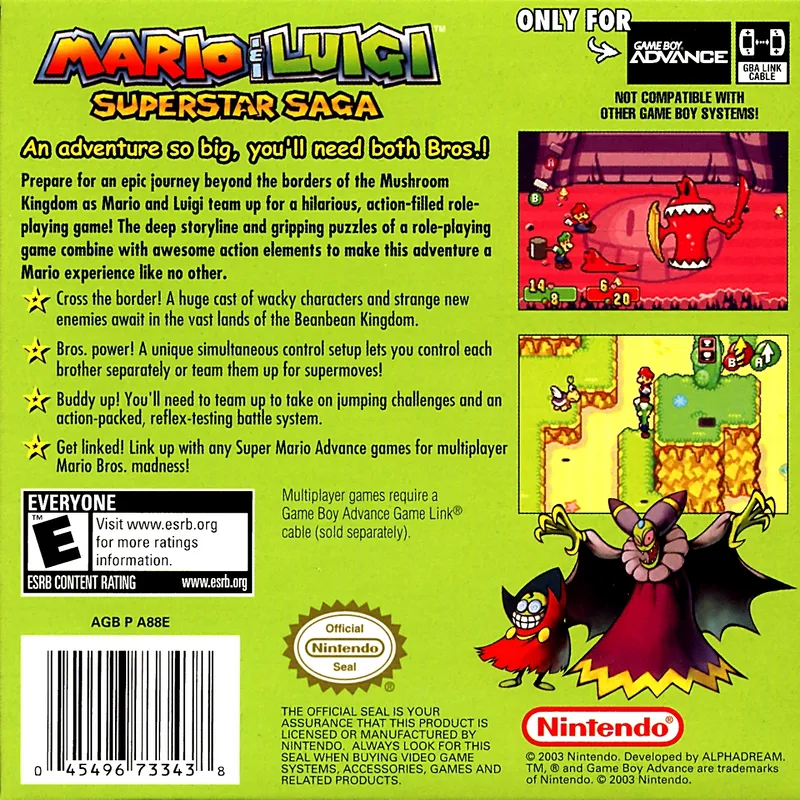 Mario & Luigi: Superstar Saga box back