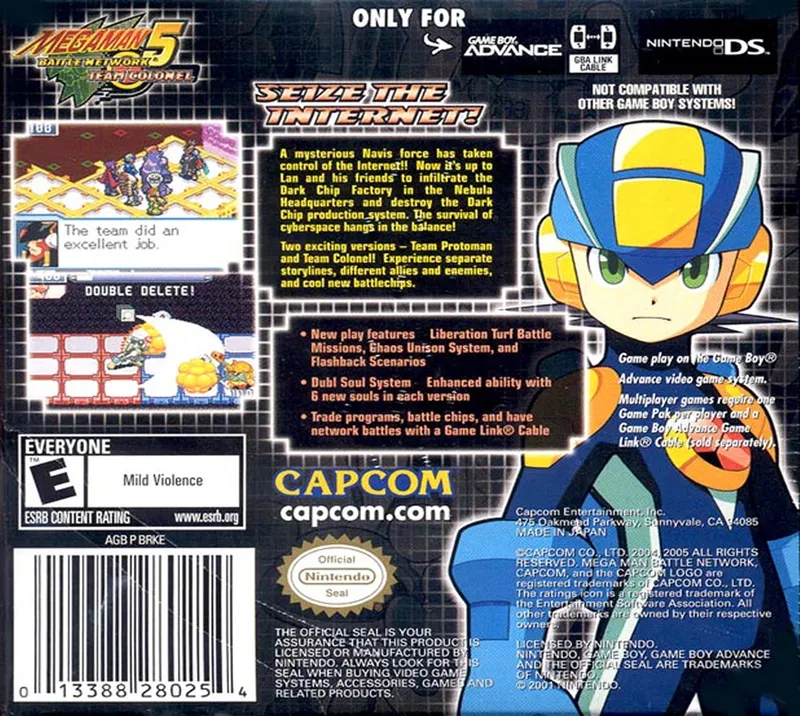 Mega Man Battle Network 5: Team Colonel box back
