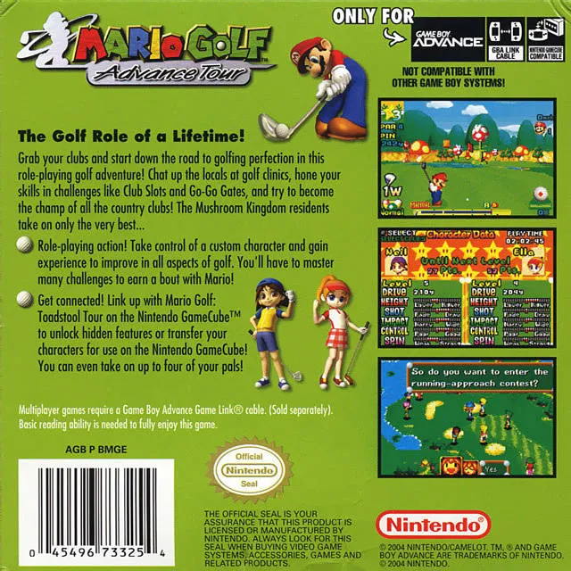 Mario Golf: Advance Tour box back