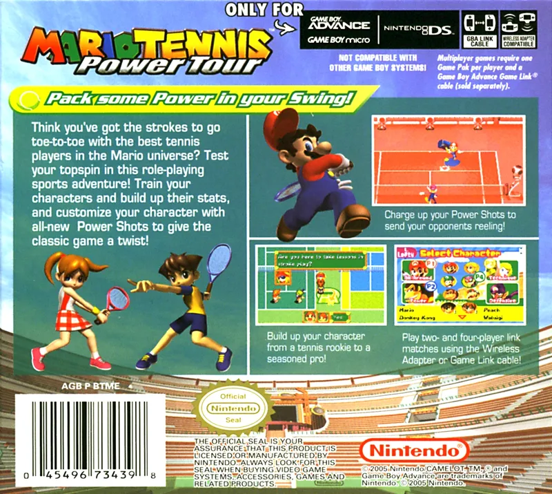 Mario Tennis: Power Tour box back