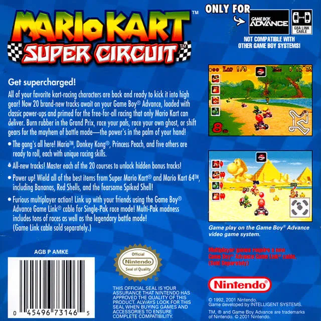 Mario Kart: Super Circuit box back